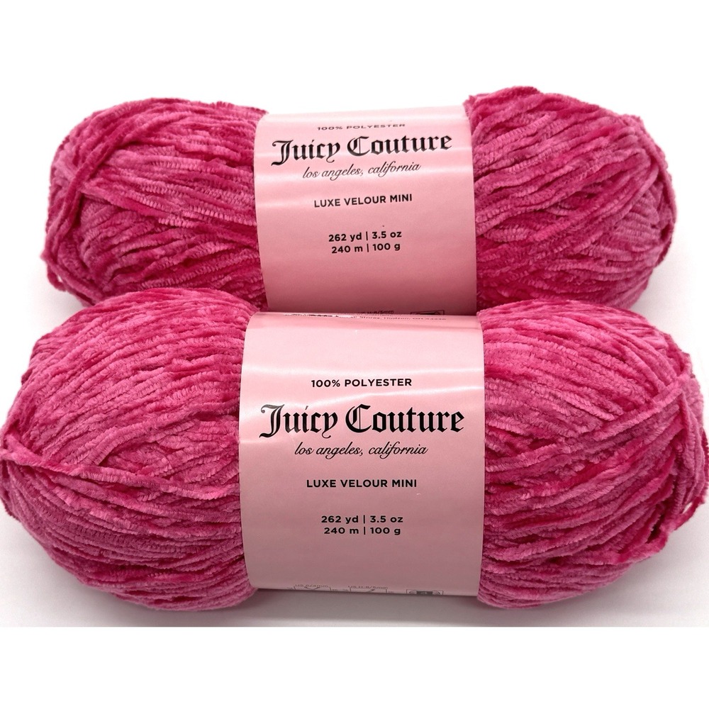 JUICY COUTURE 2-Skein Luxe Velour Mini Yarn Free Love Pink Discontinued Joann 4M